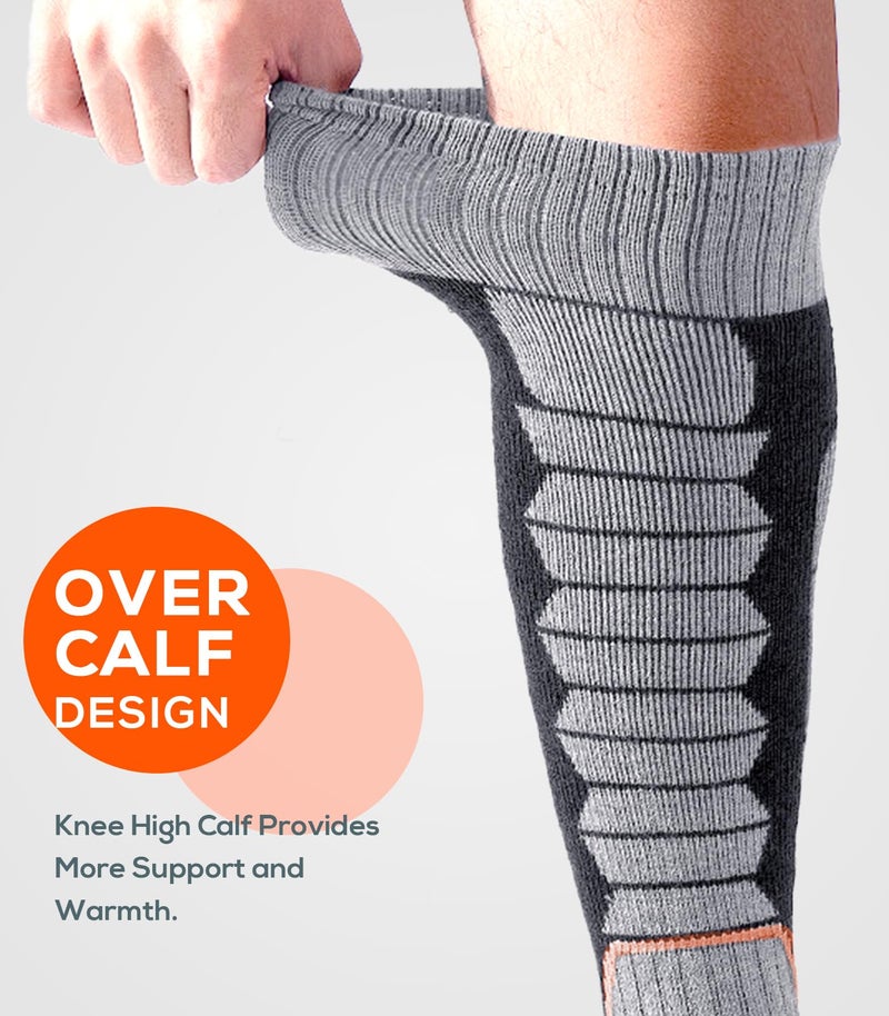 WEIERYA Ski Sock Merino Wool Ski Socks Mens Womens Skiing & Snowboarding Socks, Over The Calf (US, Alpha, Medium, Regular, Regular, 2, Black) - Image 4